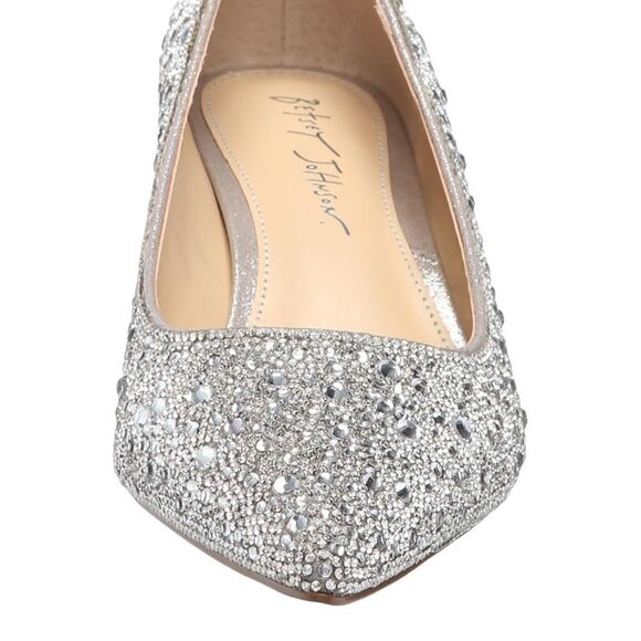 Betsey Johnson Sparkling Silver Kitten Heels - Picture 9 of 11
